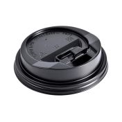 Крышка для стаканов, для холодного и горячего, d 90 мм, чёрная, с клапаном, полистирол