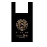 Пакет "Майка" [300+160]х550 мм 18 мкм, диз. "Астрология", черн., ПНД, 100 шт/упак 15 упак/кор РОССИЯ МАЙ21723