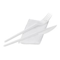 Комплект столовых приборов №3 [вил.+ нож: 165 мм, бел., ПС+ салф.], 300 шт/кор 300 шт/упак РОССИЯ