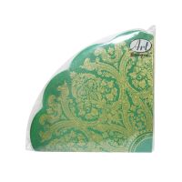 Салфетки d320 мм 3-сл., диз. "Золотой орнамент на зеленом", зелено-золот., бум., 12 шт/упак "Bouquet" 15 упак/кор РОССИЯ 42748