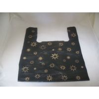 Пакет "майка" 38+22х68 ПНД черные "Звезды"