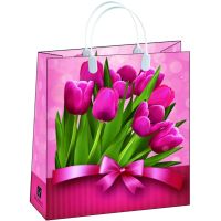 Пакет подарочный 260х260 мм, р-р S с пласт. ручками, диз. "Цветы", пластик мягк., 20 шт/упак "Мягкий пластик" 200 шт/кор РОССИЯ BAS 91