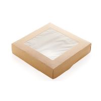 Контейнер 1555 мл, 200х200х55 мм, с окном, неразъем.крышка, крафт-бел., карт., 25 шт/упак "OSQ" TaBox Pro 175 шт/кор РОССИЯ OSQ TABOX PRO 1555 (175)