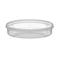 Контейнер для пресервов/мёда, 250мл, круглый, d 145мм, h 27мм, "банка", полупрозрачный, "шайба", ПП