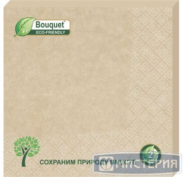 Салфетки 330х330 мм 2-сл., крафт, бум., 25 шт/упак "Bouquet" 12 упак/кор РОССИЯ 37880