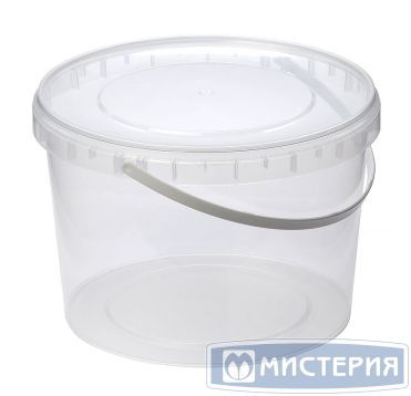Ведро пищевое 2000 мл, d173хh117 мм, с ручкой, крышка в компл., прозр., ПП, 100 шт/кор "Перинт" 100 шт/упак РОССИЯ 2,0/173/К