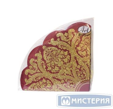 Салфетки d320 мм 3-сл., диз. "Золотой орнамент на бордовом", бордово-золот,, бум., 12 шт/упак "Bouquet" 15 упак/кор РОССИЯ 42747