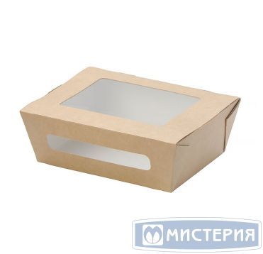 Контейнер 600 мл, 150х115х50 мм, с окном, неразъем.крышка, крафт-бел., карт., 50 шт/упак "OSQ" Eco Salad 350 шт/кор РОССИЯ ECO SALAD 600