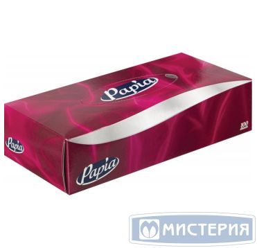 Салфетки косметические Papia двухслойные, белые, 100 штук в упаковке, 24 упаковки в коробке