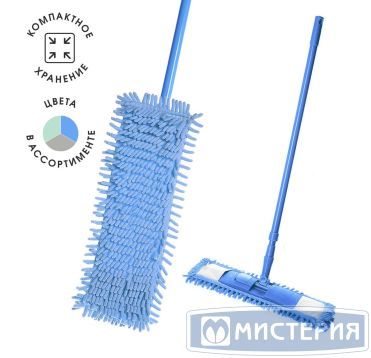 Швабра пластиковая 40х12х130 см Еврокласс, с мопом из микрофибры "Home Queen" 24 шт/кор КИТАЙ 56649