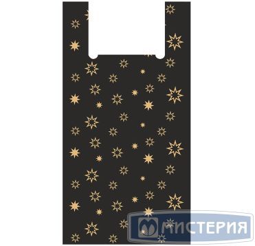 Пакет "майка" 30+16х60см ПНД "Звезды" чёрн. 15мкм