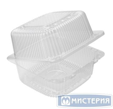 Упаковка для кондит. изделий 1200 мл, 1-секц. 132х131х93[122х116х87] мм, неразъем.крышка, прозр., ПЭТ, 600 шт/кор "Комус" 600 шт/упак РОССИЯ РК-11/2 ПЭТ