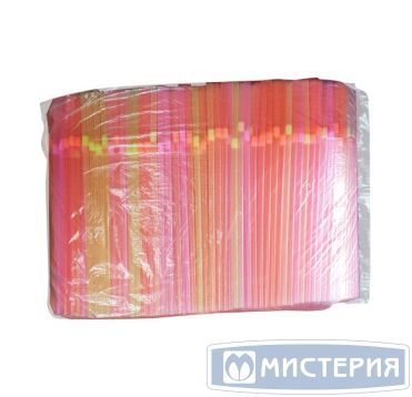 Трубочки для коктейлей 210 мм, d5 мм, цвет в ассорт., пласт. с гофроизгибом, 1000 шт/упак 12 упак/кор БЕЛАРУСЬ 34203703