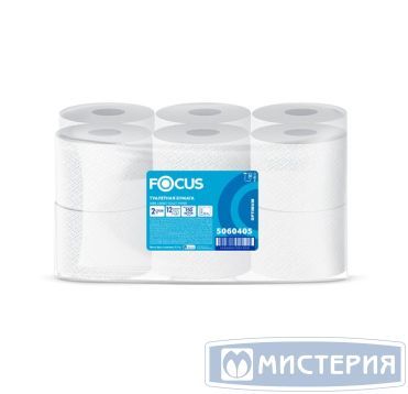 Бумага туалетная для диспенсеров 2-сл. "Focus" Mini Jumbo, бел., 150 м 12 рул/упак 12 рул/кор РОССИЯ 5060405