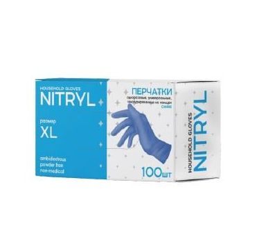 Перчатки нитриловые, р-р XL, неопудрен., син., 50 пар/упак 10 упак/кор КИТАЙ N005BE
