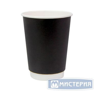 Стакан бумажный 400 мл 2 сл., d90 мм, черн., карт., 18 шт/упак "SaaMi" 360 шт/кор РОССИЯ