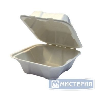 Коробка для бургера [бургербокс] 152х152х85 мм, бел., сах.тростник, 50 шт/упак 500 шт/кор КИТАЙ TM-B101А