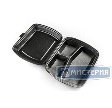 Ланч-бокс 3-секц. 247х206х70 мм, черн., ВПС, 100 шт/кор 100 шт/упак РОССИЯ