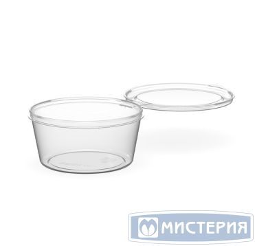 Соусник 50 мл, d63хh32 мм, неразъем. крышка, прозр., ПП, 80 шт/упак "Перинт" 1 040 шт/кор РОССИЯ конт. соусн. 50 верх. закрытие