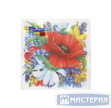 Салфетки 330х330 мм 2-сл., диз. "Букет", разноцв., бум., 20 шт/упак "МИСТЕРИЯ" 15 упак/кор РОССИЯ -