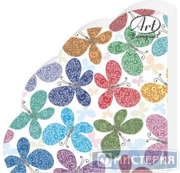 Салфетки d320 мм 3-сл., диз. "Романтические бабочки", разноцв., бум., 12 шт/упак "Bouquet" 15 упак/кор РОССИЯ 02