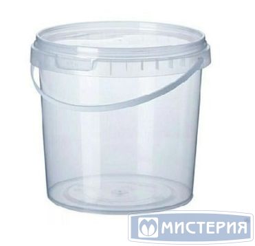 Ведро пищевое 1000 мл, d131хh120 мм, с ручкой, крышка в компл., прозр., ПП, 16 шт/упак 144 шт/кор РОССИЯ 1502ВКП