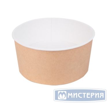 Контейнер 1000 мл, d150хh77 мм, без окна, без крышки, крафт-бел., карт., 45 шт/упак "OSQ" Round Bowl kraft 270 шт/кор РОССИЯ Round Bowl 1000 kraft