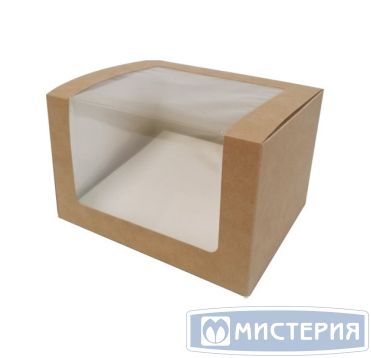 Коробка для кондит. изделий 130х110х80 мм, с окном, неразъем.крышка, крафт-бел., карт., 25 шт/упак "OSQ" Solo Show Box 350 шт/кор РОССИЯ OSQ Solo show box (350)
