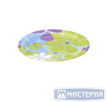 Тарелка одноразовая мелкая d180 мм, диз. "Дейзи", карт. лам., 6 шт/упак "Buffet Party" 150 шт/кор РОССИЯ