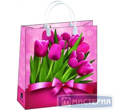 Пакет подарочный 260х260 мм, р-р S с пласт. ручками, диз. "Цветы", пластик мягк., 20 шт/упак "Мягкий пластик" 200 шт/кор РОССИЯ BAS 91