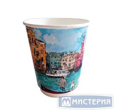 Стакан бумажный 400 мл для холодных и горячих напитков, двухслойный, с рисунком Big Citi Life, картон