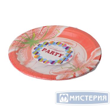 Тарелка одноразовая мелкая d230 мм, диз. "Бурбон", карт. лам., 6 шт/упак "Buffet Party" 150 шт/кор РОССИЯ