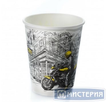Одноразовый стакан для холодного и горячего, 0.25л, верхний d 80мм нижний d 56мм, h 92мм, с рисунком Big Citi Life, с рисунком, однослойный, картон