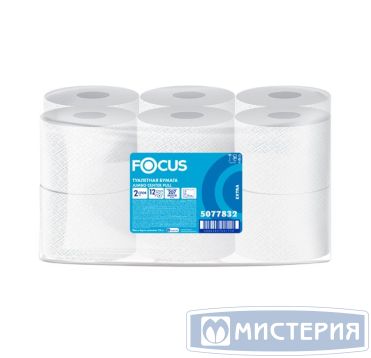 Бумага туалетная для диспенсеров 2-сл. с центр. вытяжкой "Focus" Jumbo, бел., 207 м 12 рул/упак 12 рул/кор РОССИЯ 5077832