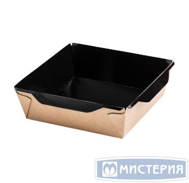 Контейнер 1200 мл, 167х167х63 мм, без окна, без крышки, крафт-черн., карт., 300 шт/кор "OSQ" OpSalad BE РОССИЯ OpSalad 1200 BE