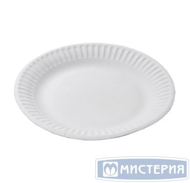 Тарелка одноразовая мелкая d170 мм, бел., карт, 12 шт/упак "МИСТЕРИЯ" 456 шт/кор РОССИЯ 183000
