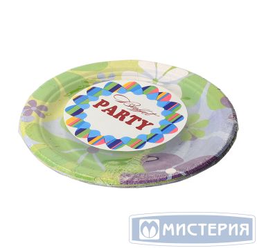 Тарелка одноразовая мелкая d180 мм, диз. "Дейзи", карт. лам., 6 шт/упак "Buffet Party" 150 шт/кор РОССИЯ